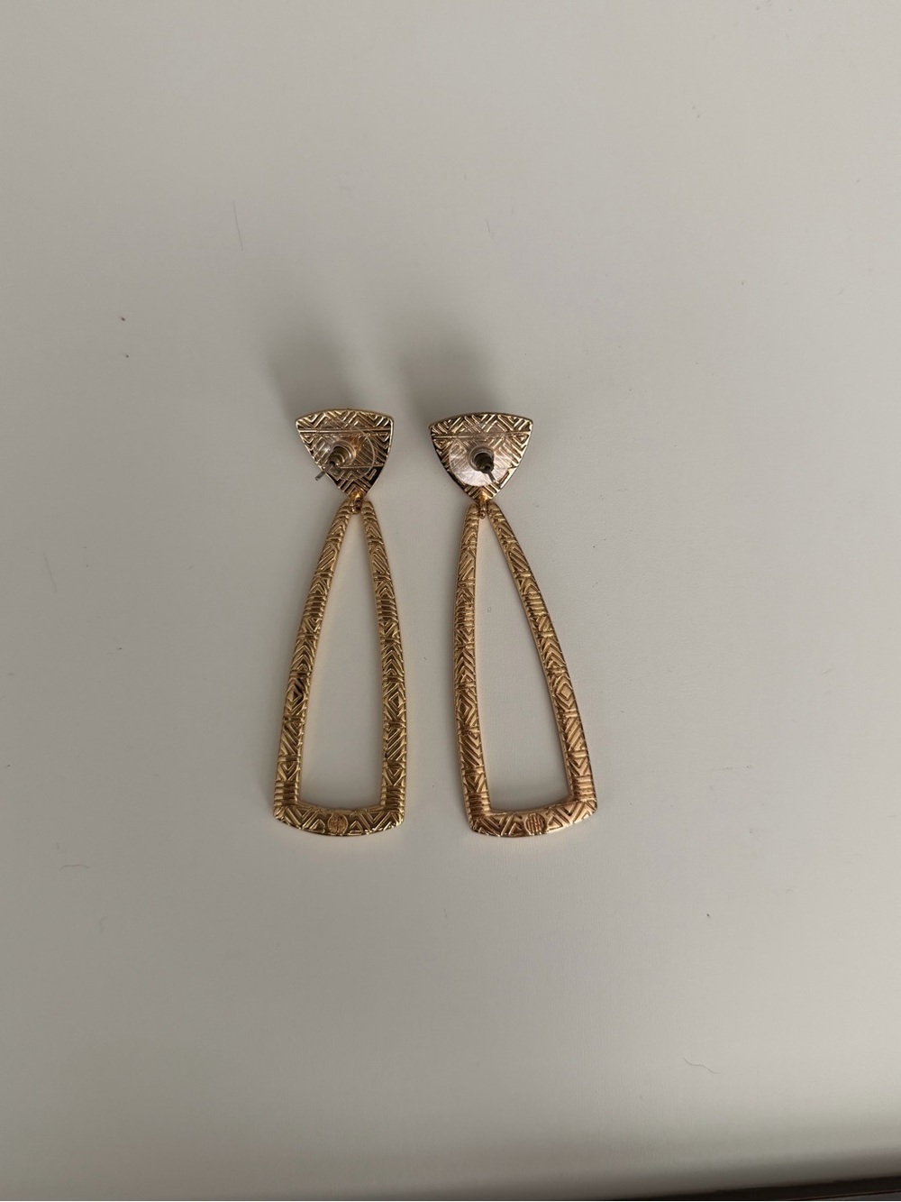 House of Harlow 1960 Mesa Crystal Gold Pavé Open Triangle Drop Earrings - Picture 2 of 3